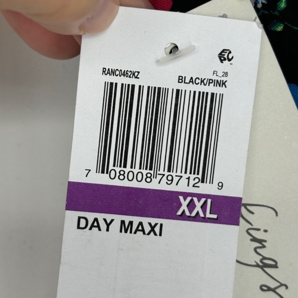 Kingston Grey Juniors XXL Crisscross Maxi Dress Black Pink Blue Floral Print - Picture 9 of 13